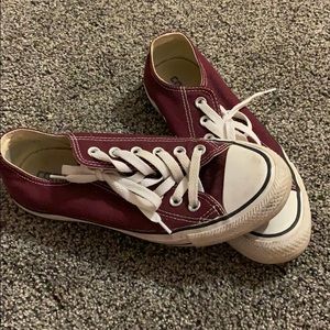 Burgundy Converse sneakers
